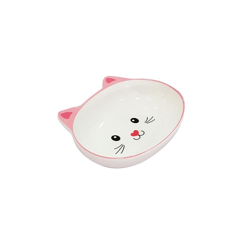 Melamin Mama Kabı Kedi Suratı Şeklinde Pembe 300 ML