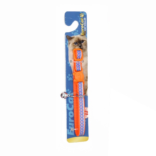 EuroCat Geometrik Desenli Zilli Kedi Boyun Tasması 28cm (Turuncu)