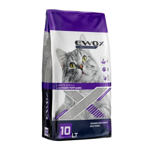 Ewox Lavantalı Bentonit Kedi Kumu 10 Litre İnce Taneli