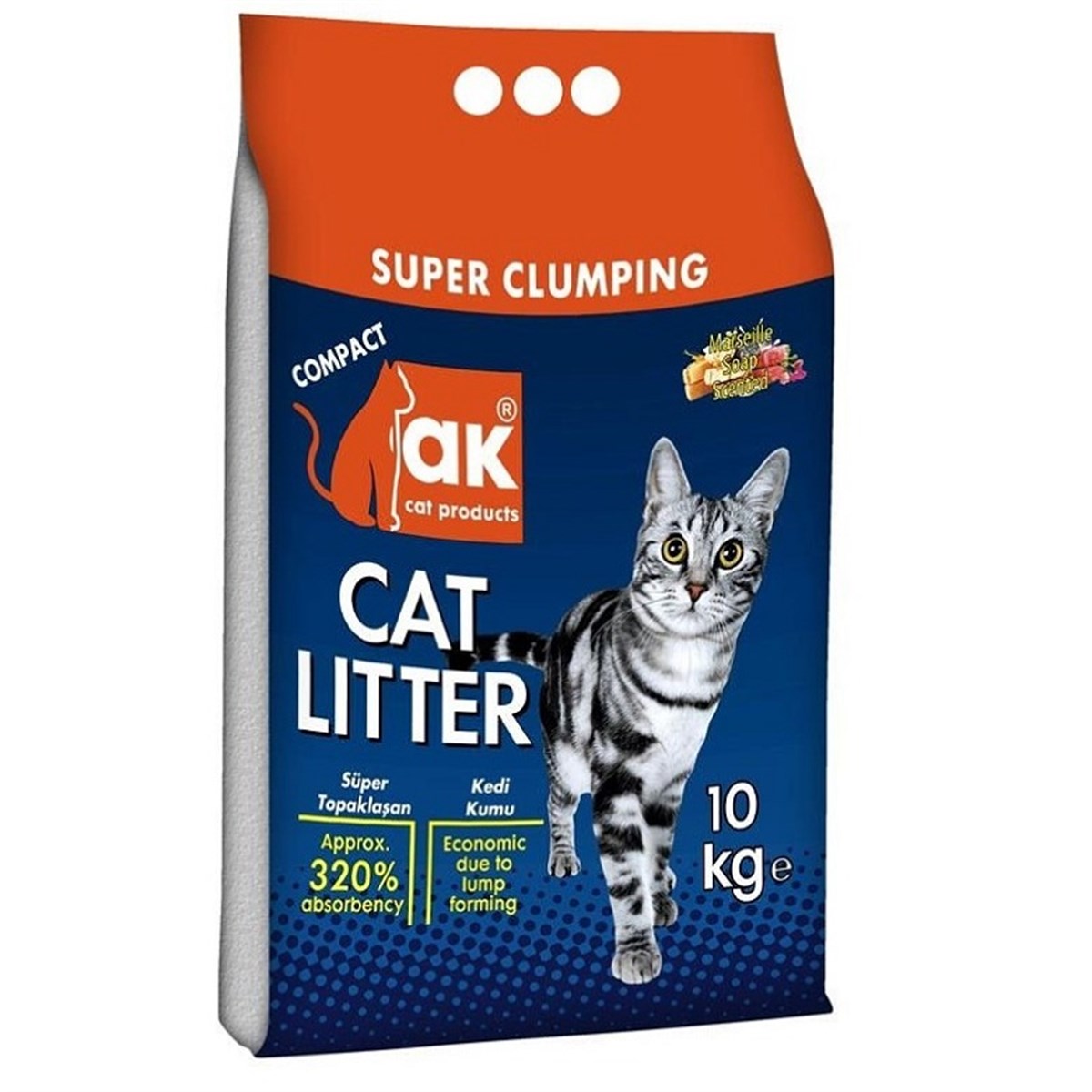 Akkum Marsilya Sabunlu Bentonit Kedi Kumu 10 KG İnce