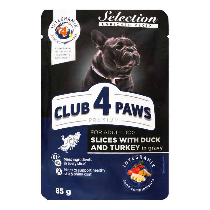 Club4Paws Ördek Hindili Pouch Küçük Irk Yetişkin Köpek Konservesi 85 Gr