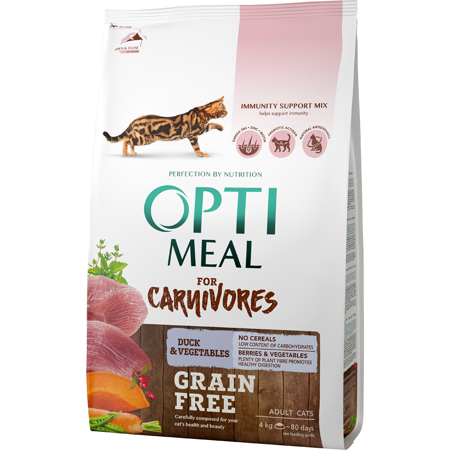 OptiMeal Tahılsız Ördekli-Sebzeli Yetişkin Kedi Maması 4 KG