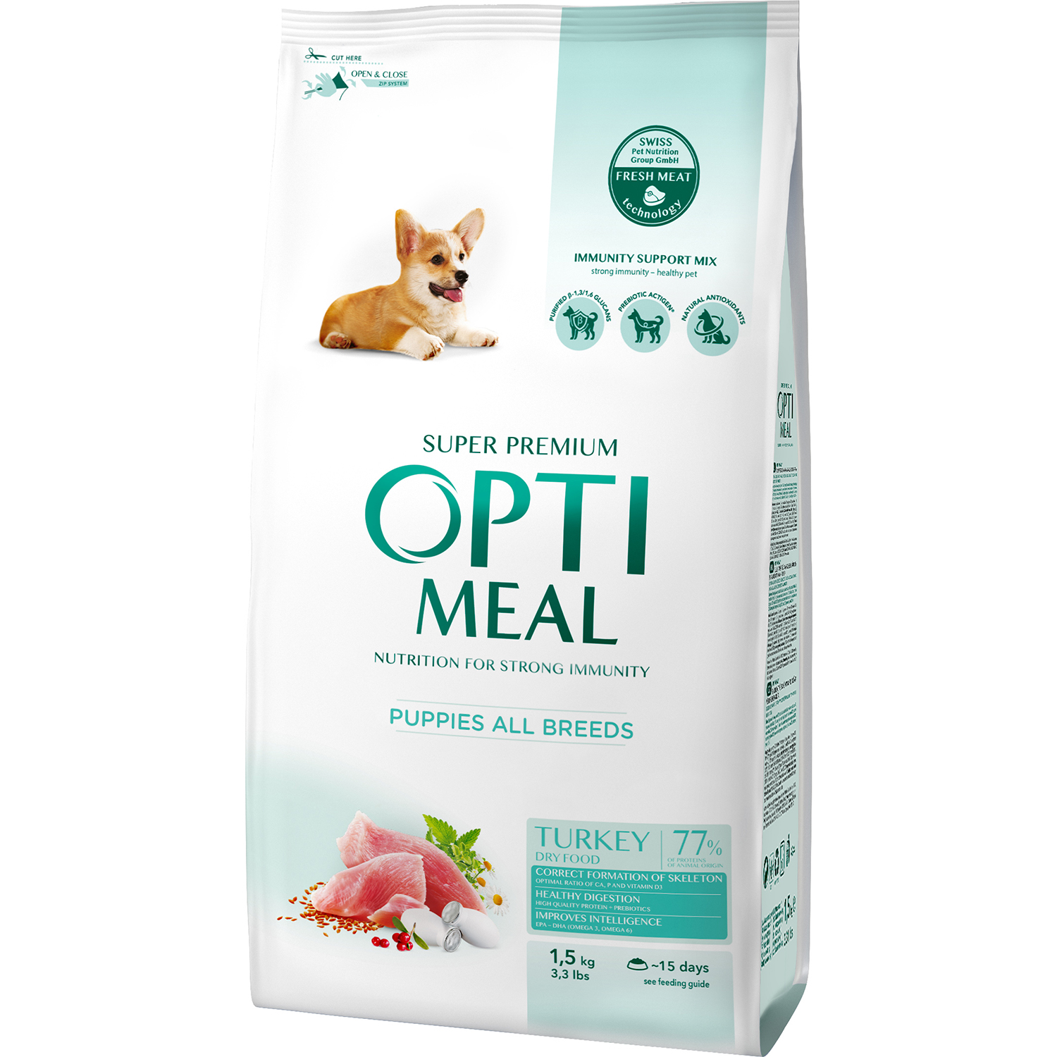 OptiMeal Düşük Tahıllı Hindili Yavru Köpek Maması 1.5 KG