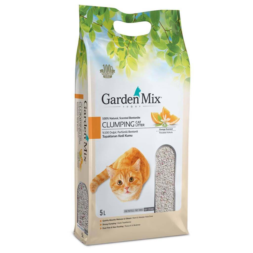Gardenmix Portakal Kokulu Bentonit İnce Taneli Kedi Kumu 5 Lt