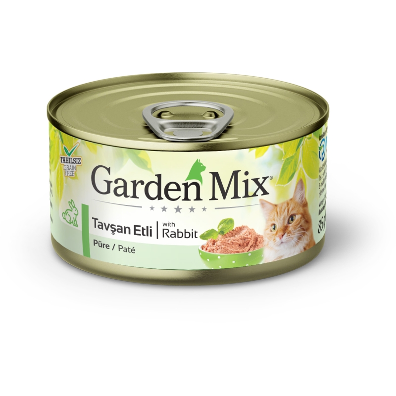 Gardenmix Kıyılmış Tavşan Etli Tahılsız Konserve Kedi Maması 85g