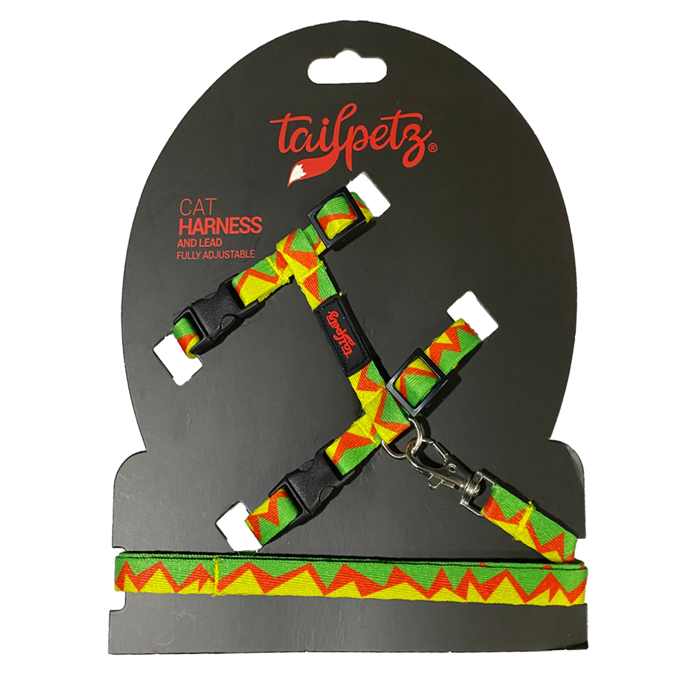 Tailpetz Kedi Göğüs Tasması + Kayış Zigzag