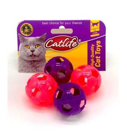 Catlife Mor Kırmızı Zilli Kedi Oyuncağı 4 'lü