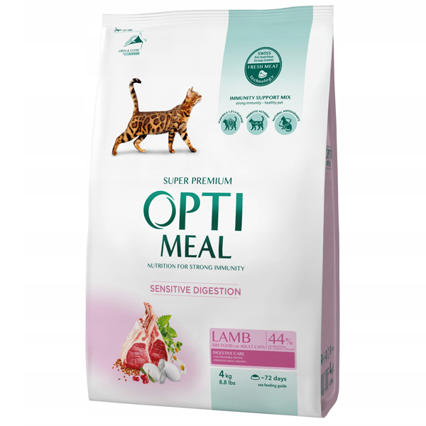 OptiMeal Düşük Tahıllı Kuzu Etli Yetişkin Kedi Maması 10KG