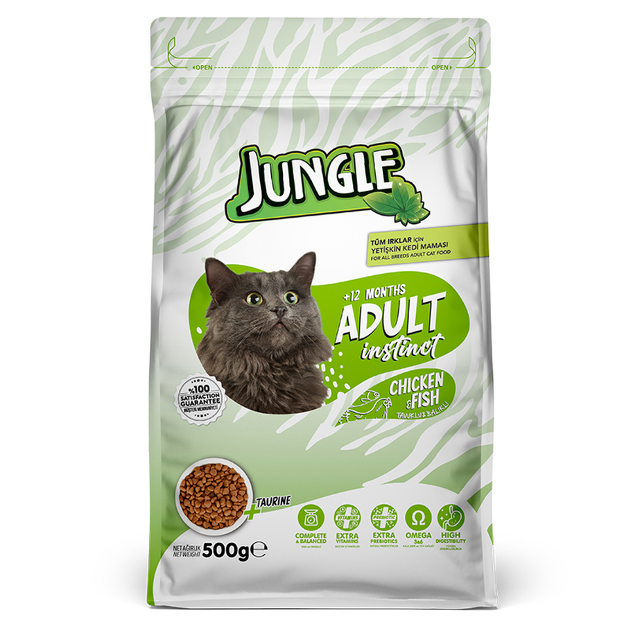Jungle Tavuk-Balık Yetişkin Kedi Maması 500 Gr
