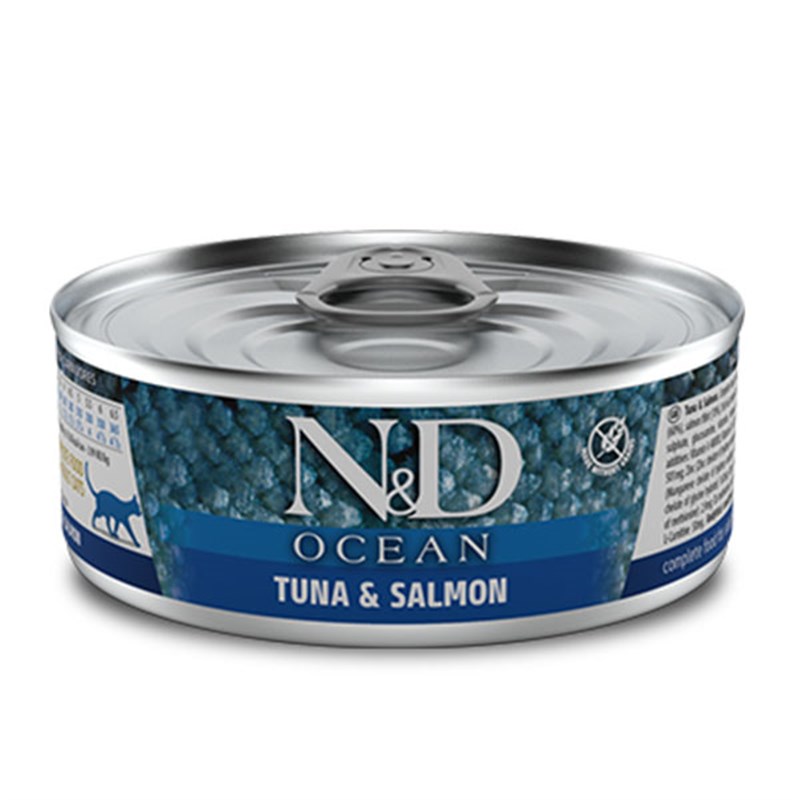 N&D Ocean - Alabalıklı. Somonlu ve Karidesli Tahılsız Yetişkin Kedi Konservesi 70gr