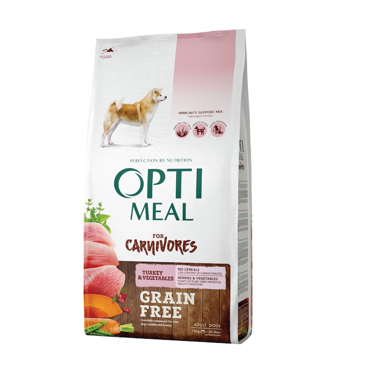 Optimeal Tahılsız Tüm Irklar İçin Hindili ve Sebzeli Yetişkin Köpek Maması 10 KG