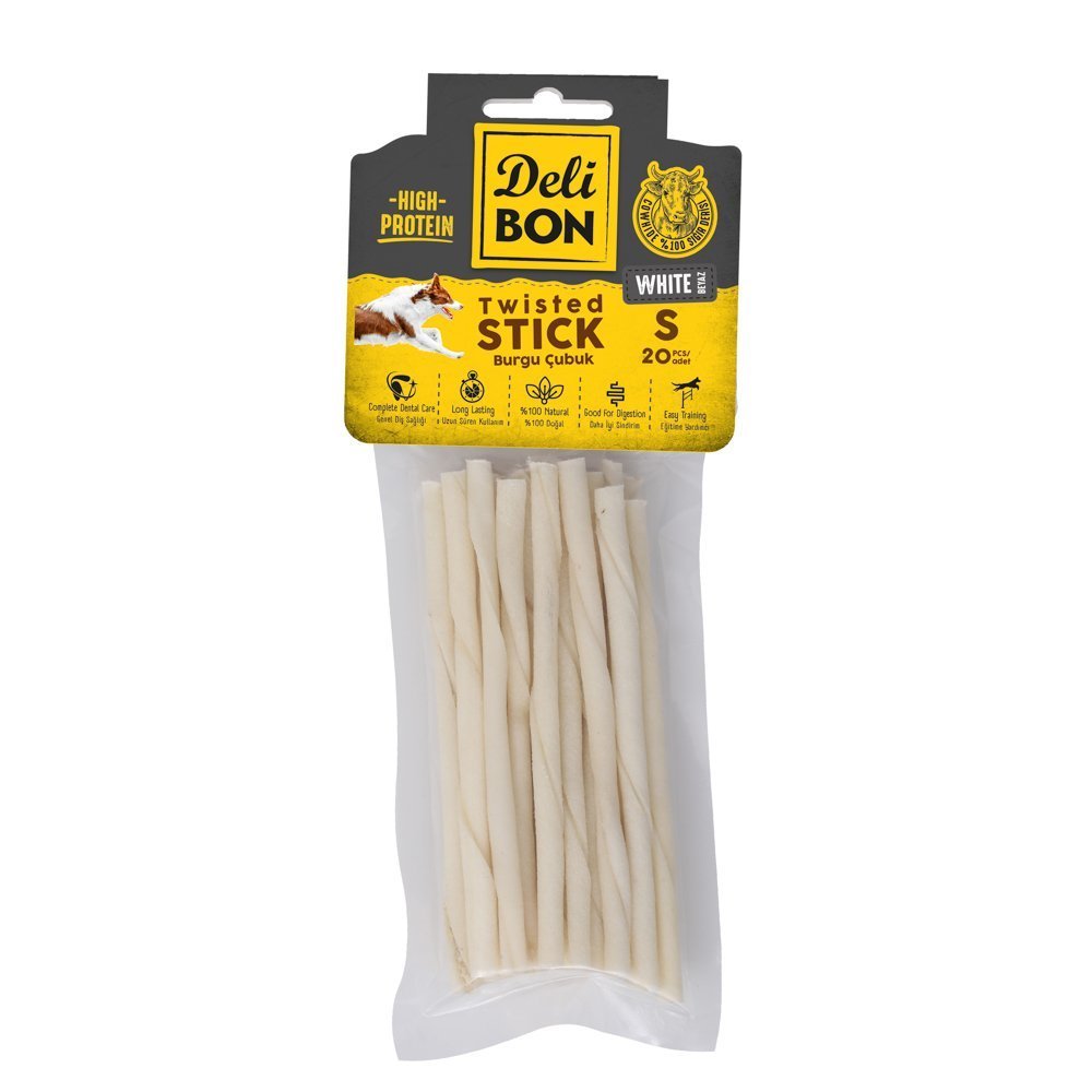 DeliBon Köpek Ödül Kemiği Burgu Çubuk İnce 20 Ad Beyaz