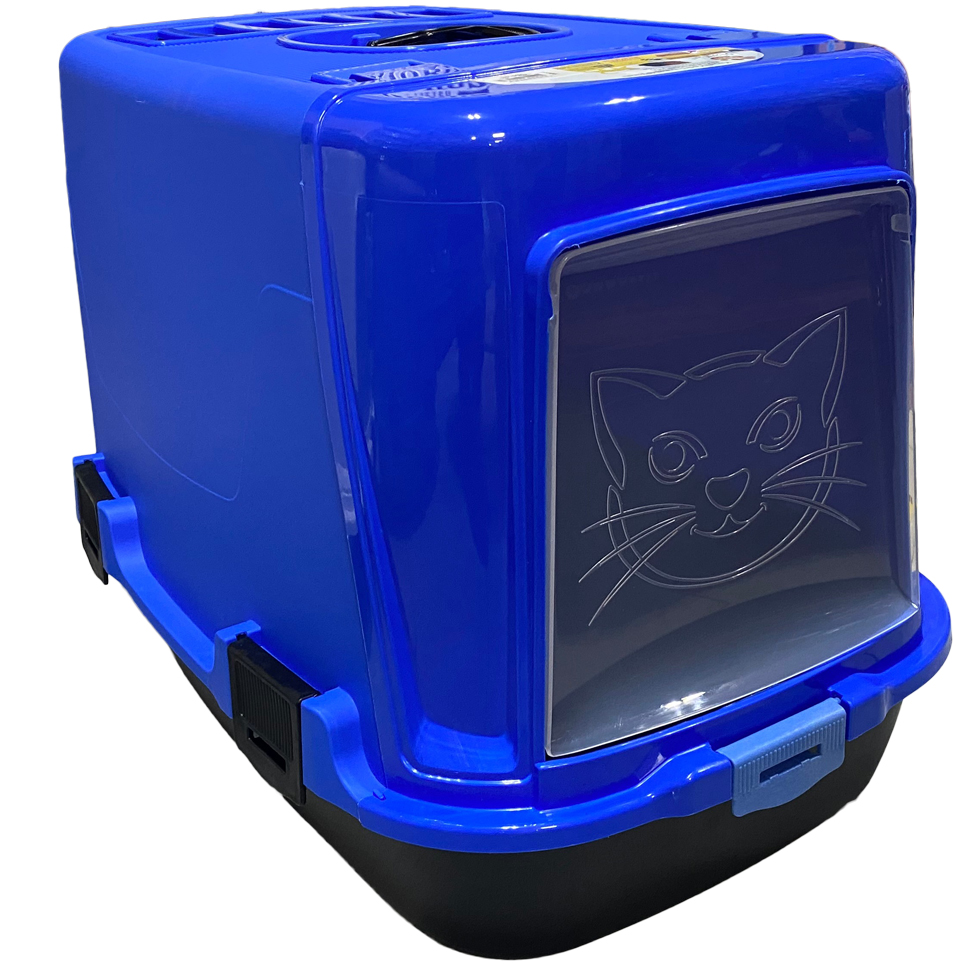 Plast Art Kapalı Kedi Kedi Tuvaleti Mavi-Siyah 38*60*45,5 Cm
