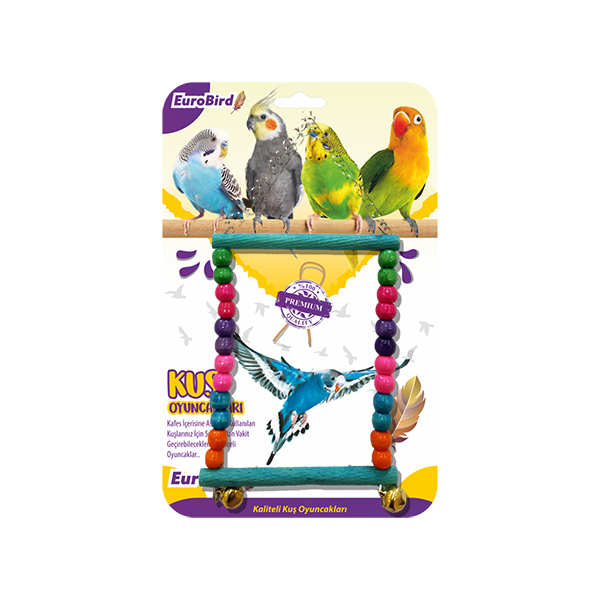 EuroBird Kuş Oyuncağı Boncuklu Dikdörtgen Kuş Salıncağı