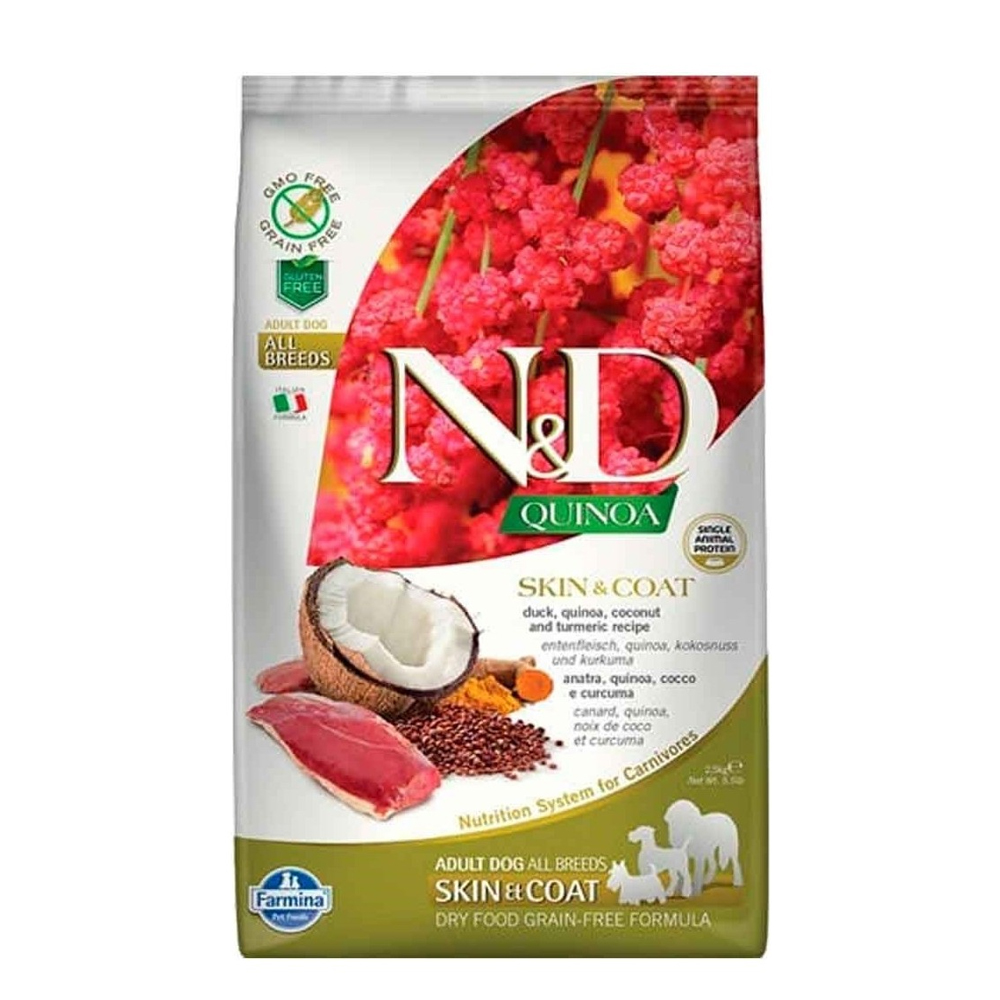 N&D Quinoa - Skin&Coat Ördekli ve Kinoalı Deri ve Tüy Sağlığı İçin Tüm Irklar İçin Yetişkin Köpek Maması 2,5KG