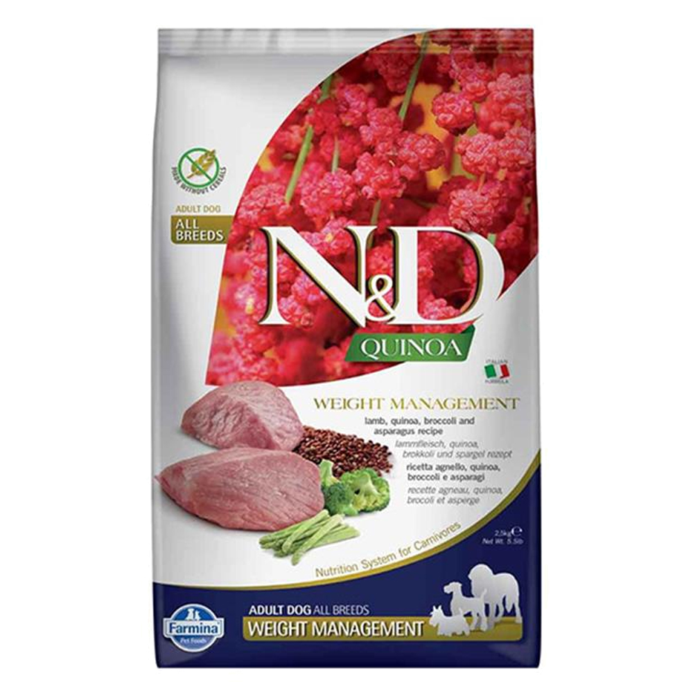 N&D Quinoa - Weight Management Kuzulu, Brokolili ve Kinoalı Tüm Irklar İçin Light Köpek Maması 2,5KG