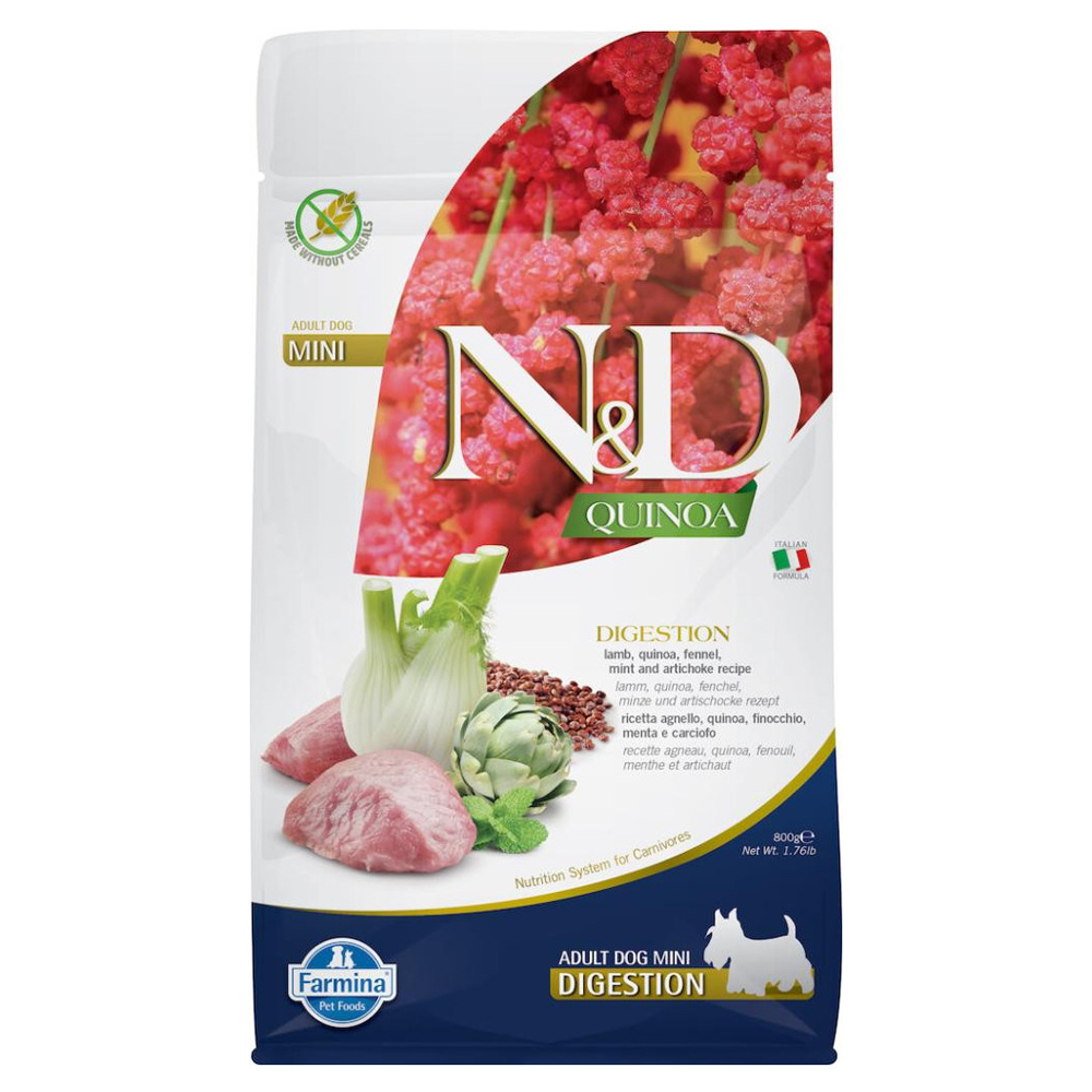 N&D Quinoa - Digestion Kuzulu, Enginarlı ve Kinoalı Küçük Irk Yetişkin Köpek Maması 800gr