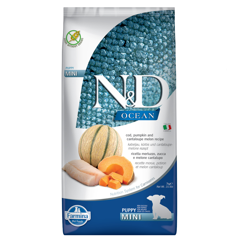 N&D Ocean - Morina Balıklı, Balkabaklı ve Kavunlu Küçük Irk Yavru Köpek Maması 800gr
