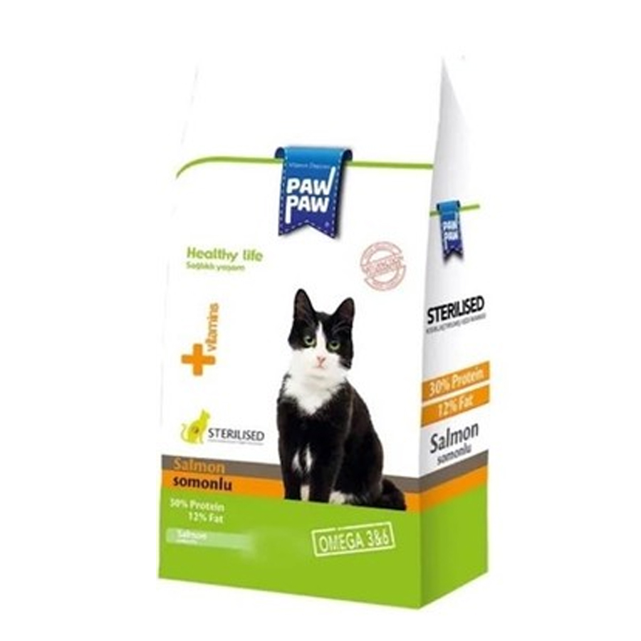 PawPaw Sterilised Somonlu Kısır Kedi Maması 500gr