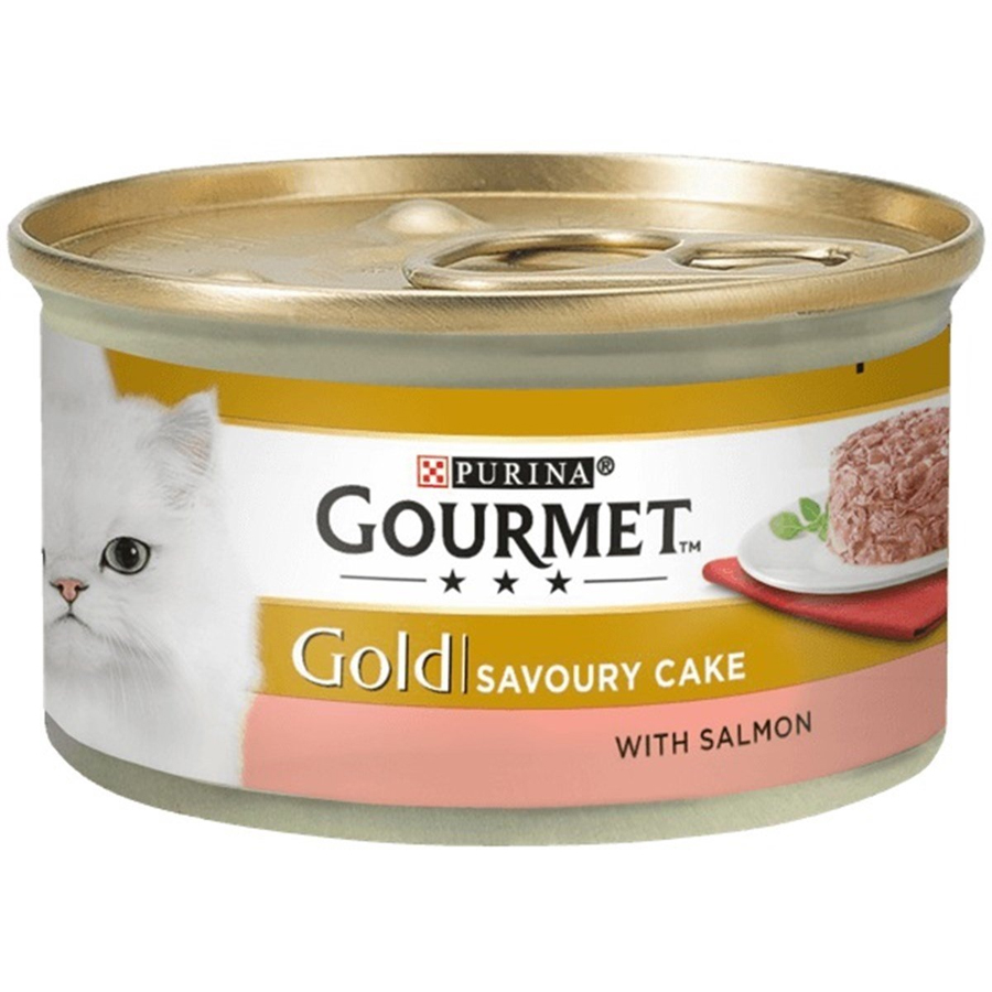Gourmet Gold Savoury Cake Parça Etli Somonlu Yetişkin Kedi Konservesi 85gr