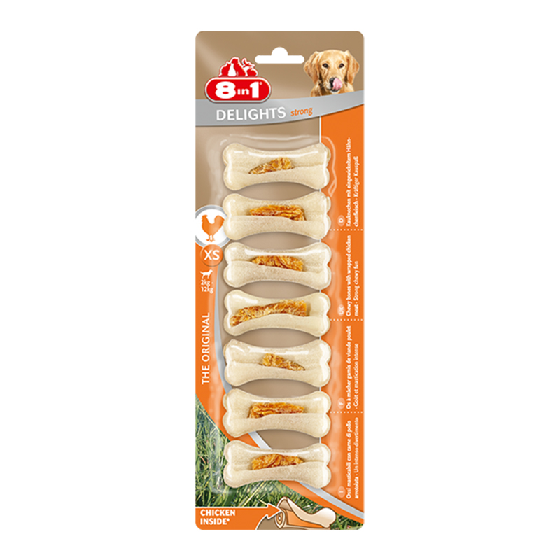 8IN1 Delights Strong Tavuklu Köpek Çiğneme Kemiği (7'li) 140Gr