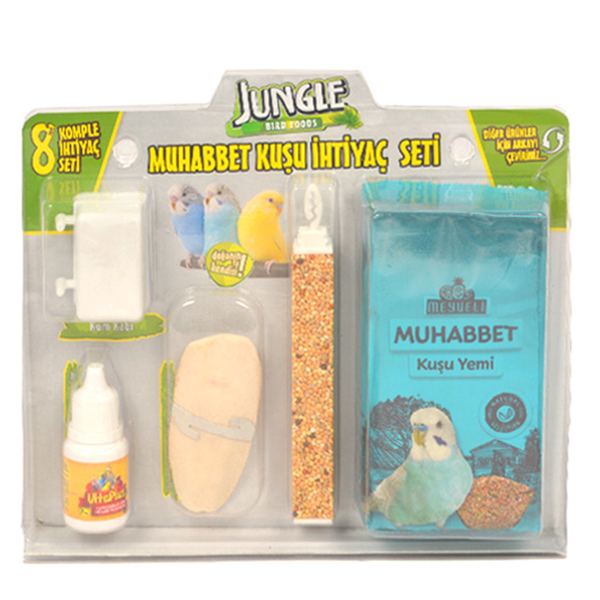Jungle Muhabbet Kuşları İçin İhtiyaç Seti 8 Parça