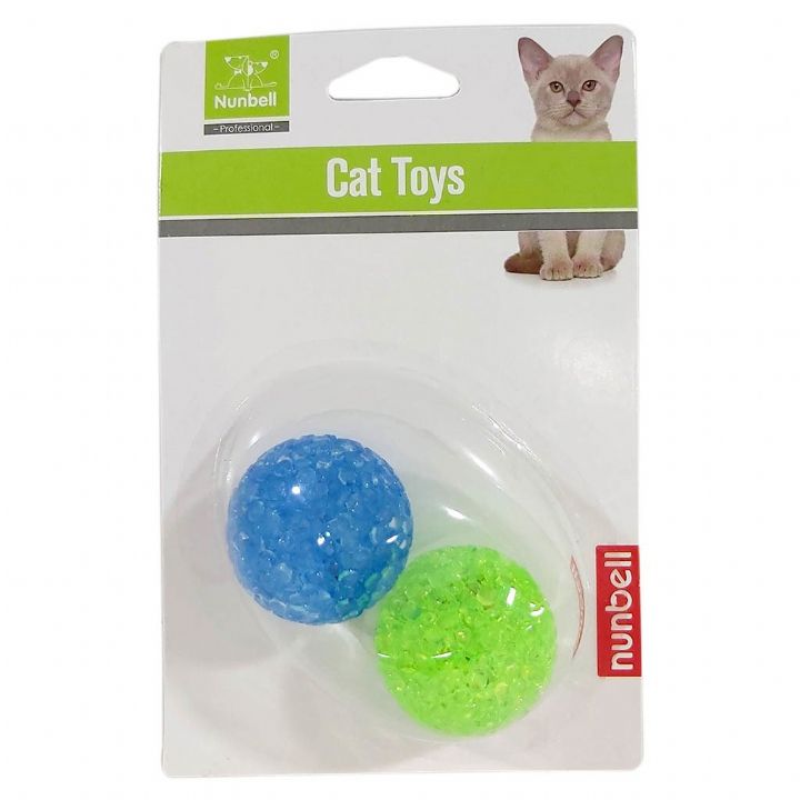 Nunbell Çıngıraklı Kristal Kedi Topu Oyuncağı 2'li (Karışık Renklerde)