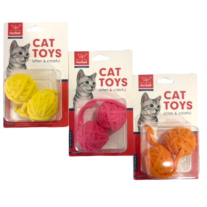 Nunbell Kedi Oyuncagı Kuyruklu Peluş Top 2'li (Karışık Renklerde)