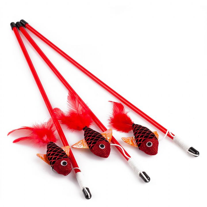 Nunbell Peluş Renkli Balıklı Kedi Oltası