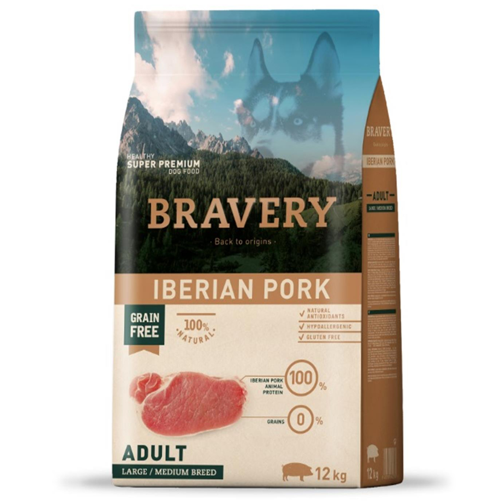 Bravery Iberian Pork Orta-Büyük Irk Yetişkin Köpek Maması 12 kg