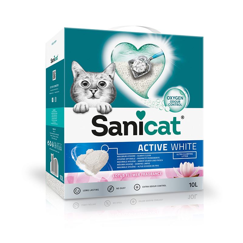 Sanicat Active White Lotus Çiçeği Kokulu Topaklanan Kedi Kumu 10lt