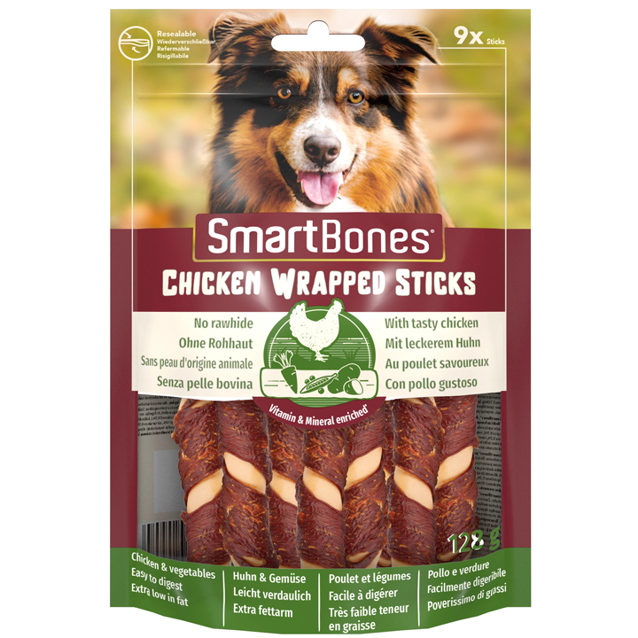 Smart Bones Tavuk Sargılı Stick Mini Köpek Ödülü Çiğneme Kemiği 9'lu (112 gr)