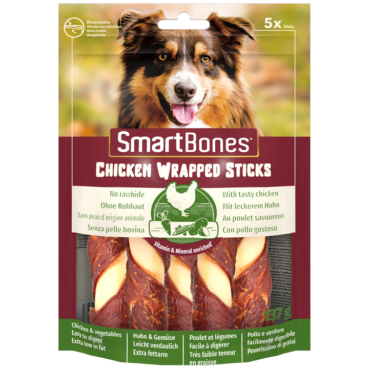Smart Bones Tavuklu Büyük Köpek Ödülü Burgu Çiğneme Kemiği 5'li (125 gr)