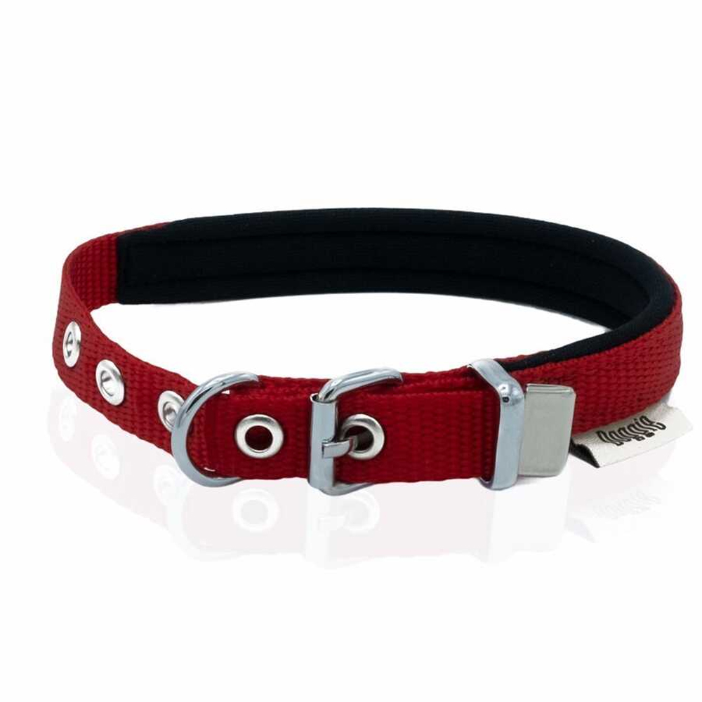 Doggie Dokuma Softlu Sade Köpek Boyun Tasması Kırmızı 3x47-55cm