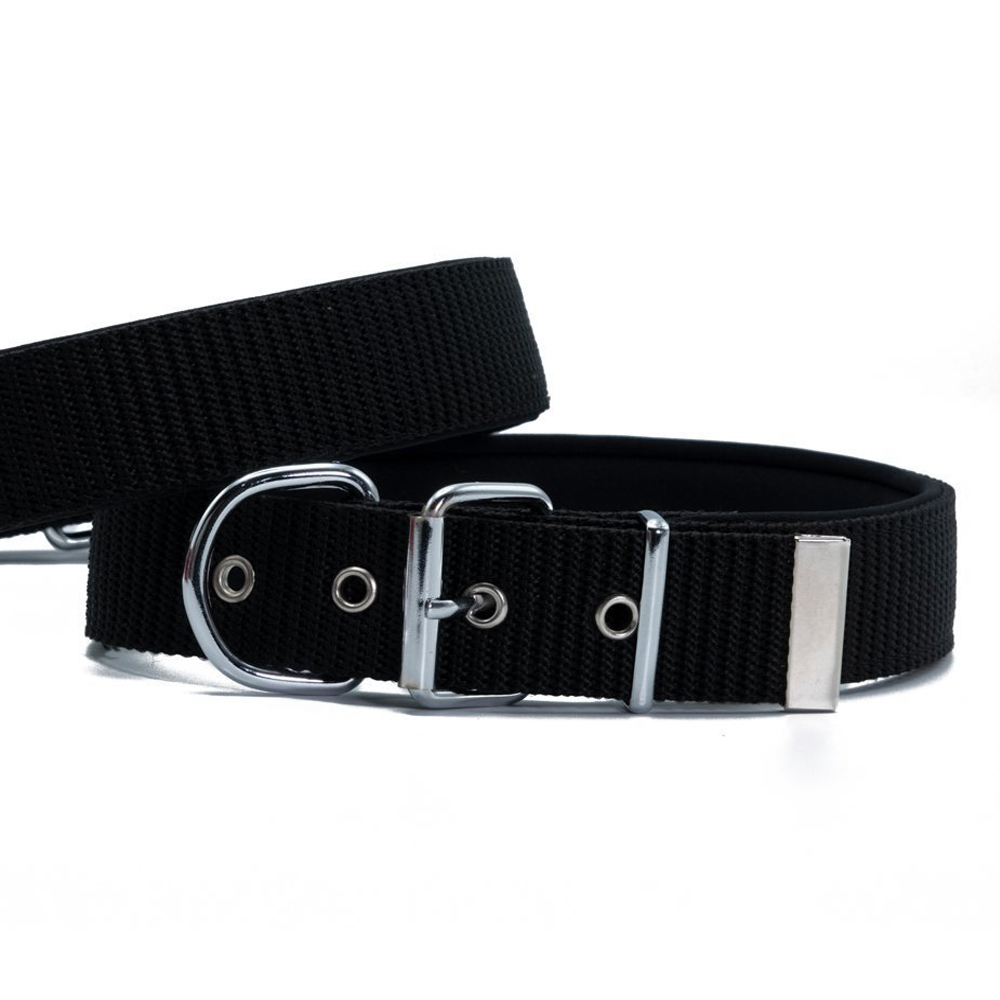 Doggie Özel Dokuma Geniş Köpek Boyun Tasması Siyah 5x55-65 cm