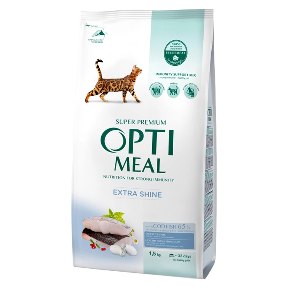 OptiMeal Düşük Tahıllı Morina Balıklı Yetişkin Kedi Maması 1.5KG