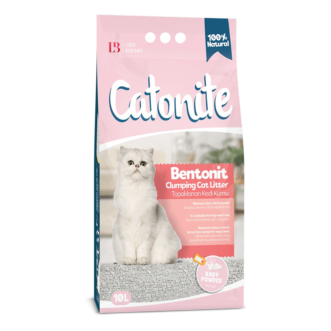 Catonite Bebek Pudralı Topaklanan Bentonit Kedi Kumu 10 Lt