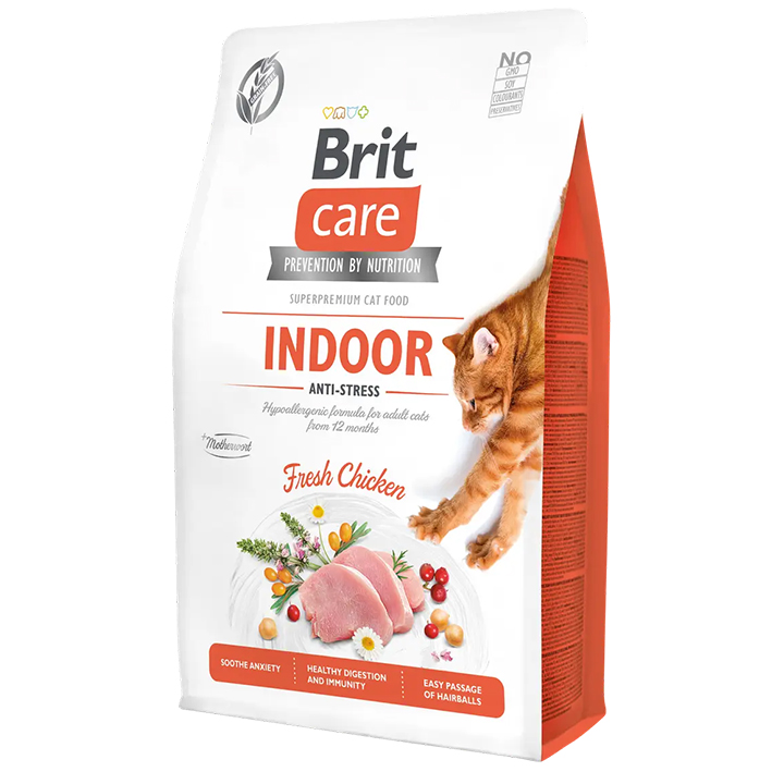 Brit Care Indoor Hypo-Allergenic Stres Azaltıcı Ev Kedileri için Tahılsız Yetişkin Kedi Maması 2kg