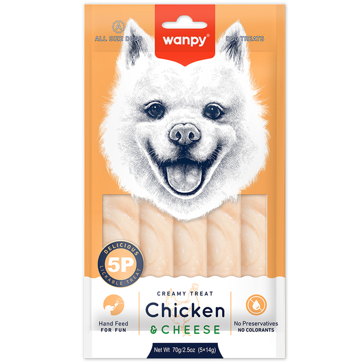 Wanpy Tavuklu ve Peynirli Sıvı Köpek Ödülü 5x14g