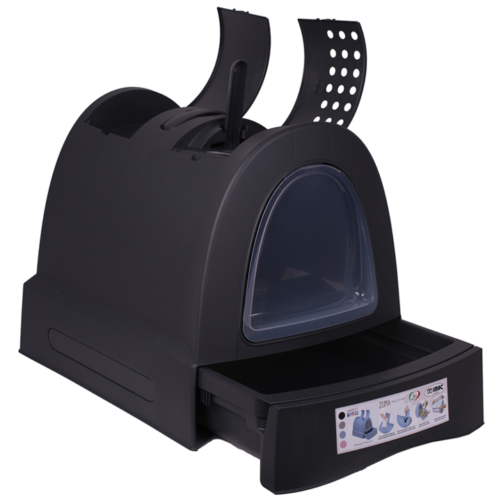 Imac Zuma Çekmeceli Kapalı Kedi Tuvaleti Antrasit 40x56x42 Cm