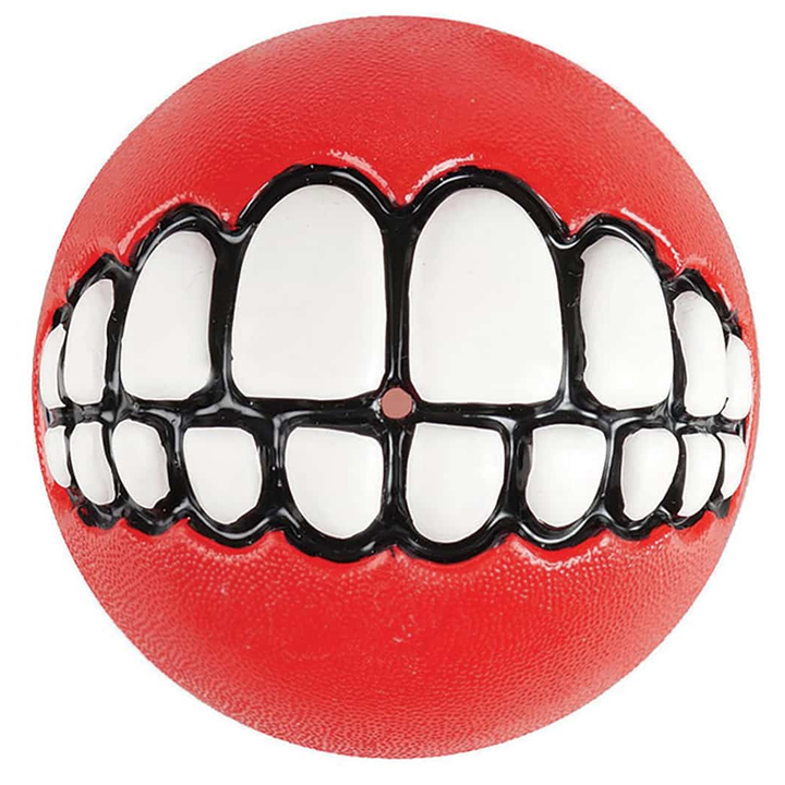 Rogz Toyz Grinz Gülen Suratlı Ödül Hazneli Köpek Oyun Topu [Medium] 6,4 cm (Kırmızı)