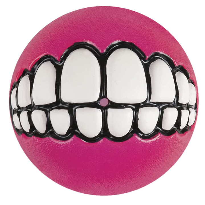Rogz Toyz Grinz Gülen Suratlı Ödül Hazneli Köpek Oyun Topu [Medium] 6,4 cm (Pembe)