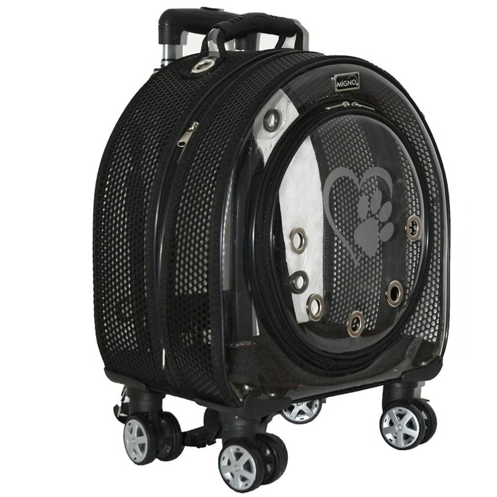 Migno Valiz Tipi Çekçekli Kedi Taşıma Siyah 45x23x45 cm