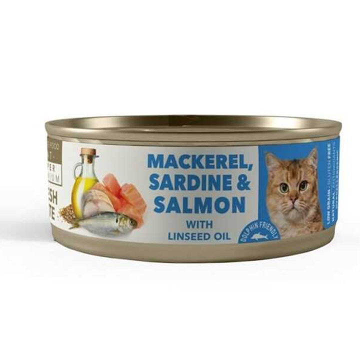 Amity Süper Premium Uskumru Somon Ve Sardalyalı Yetişkin Kedi Konservesi 80 Gr