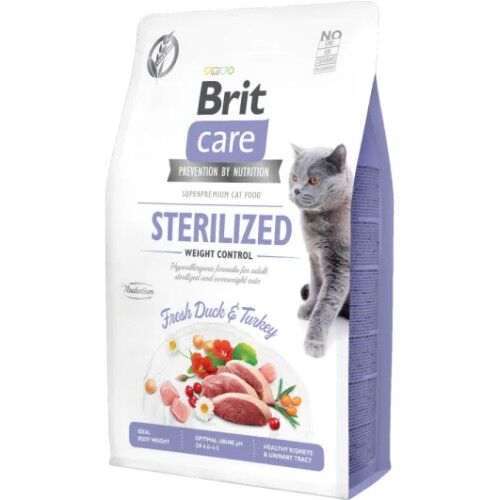 Brit Care Hypo-Allergenic Kilo Kontrolü için Ördekli Tahılsız Kısırlaştırılmış Kedi Maması 7KG