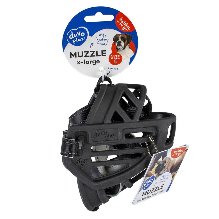 Duvo+ Kauçuk Köpek Ağızlığı Siyah XLarge