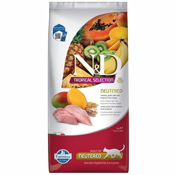 N&D Tropical Selection - Tavuklu ve Tropikal Meyveli Kısırlaştırılmış Kedi Maması 10KG