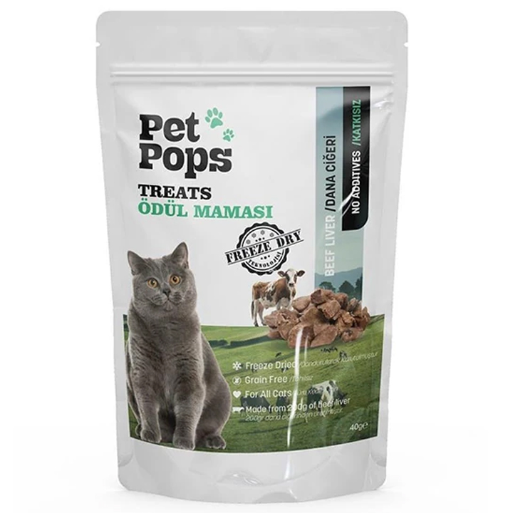 Pet Pops Dondurularak Kurutulmuş Dana Ciğeri Kedi Ödülü 40gr