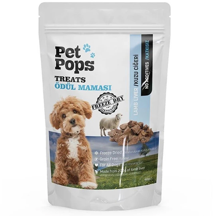 Pet Pops Dondurularak Kurutulmuş Kuzu Ciğeri Köpek Ödülü 40gr