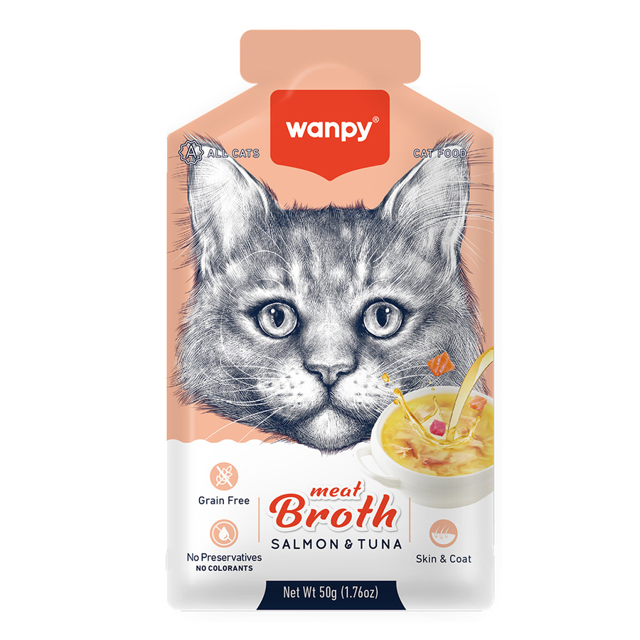 Wanpy Tahılsız Somonlu ve Ton Balıklı Kedi Çorbası 50gr